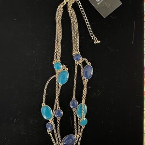 Saks Fifth Avenue Gold Necklace with Blue Accents